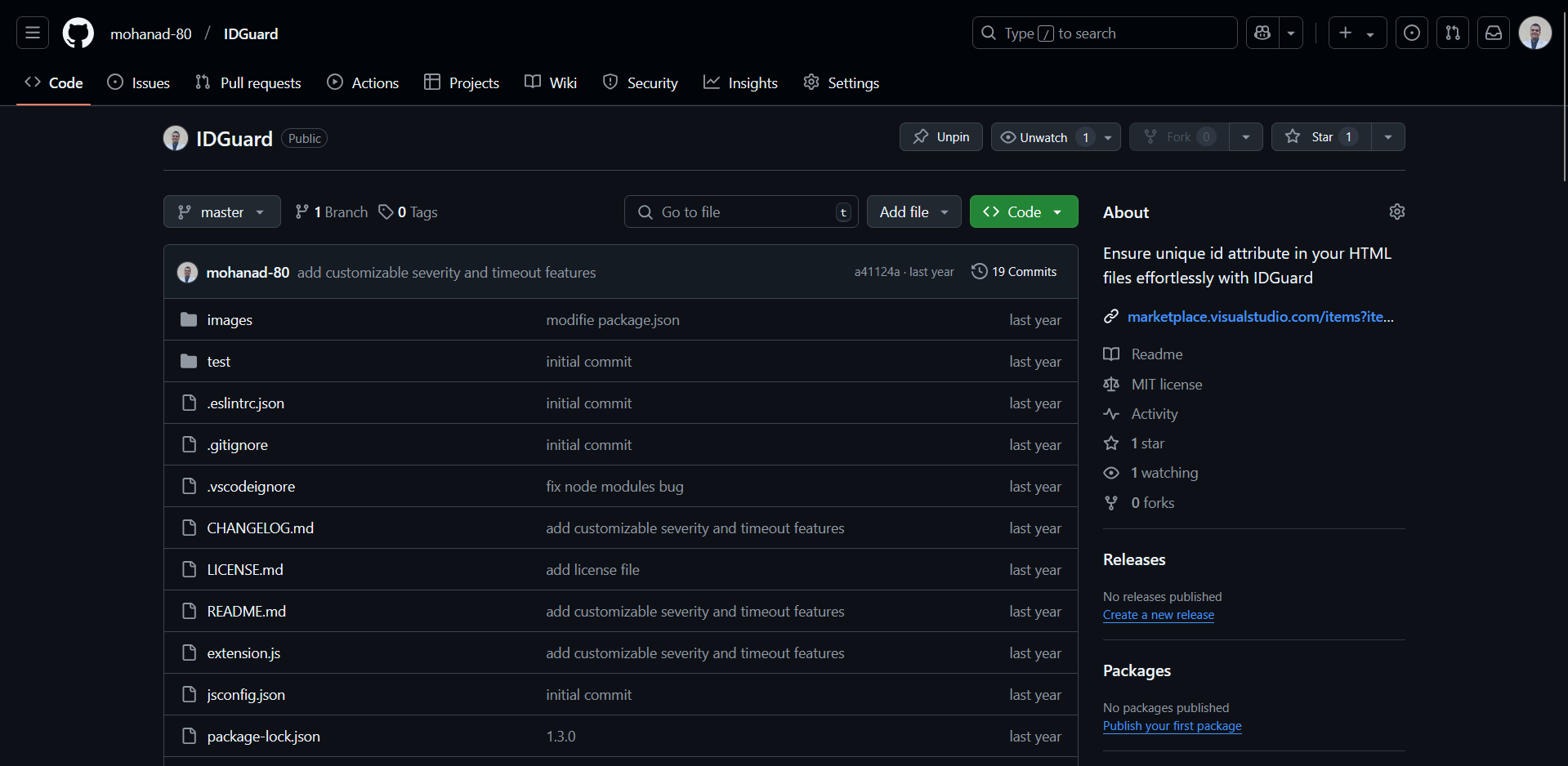 IDGuard extension page preview